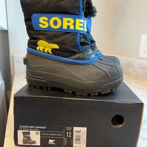 Sorel Kids' Snow Commander Boots Black and Blue